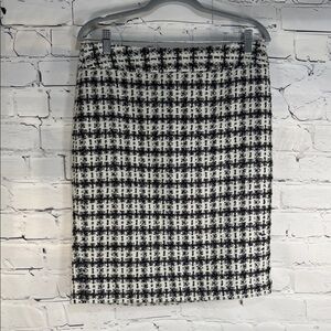 Ann Taylor Black and White Tweed Pencil Skirt